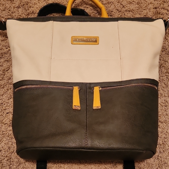 Kelly Moore Handbags - KELLY MOORE womansTwo-Tone Backpack - Black and Cream